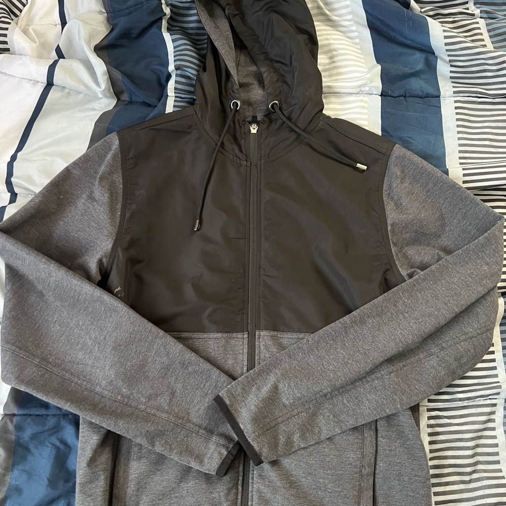 Zaia Men's Black and Gray Hooded Jacket